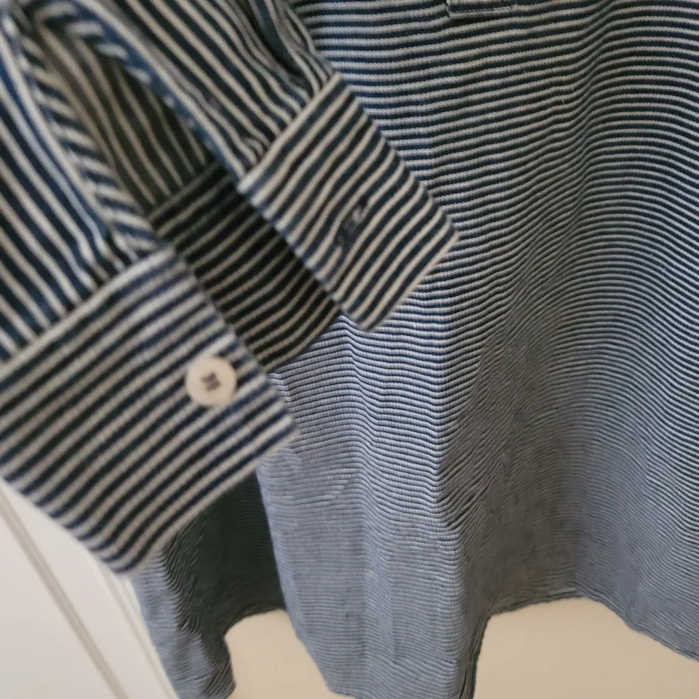 Kate Spade Saturday Dark Blue Denim White Striped Long Sleeve Shirtdress